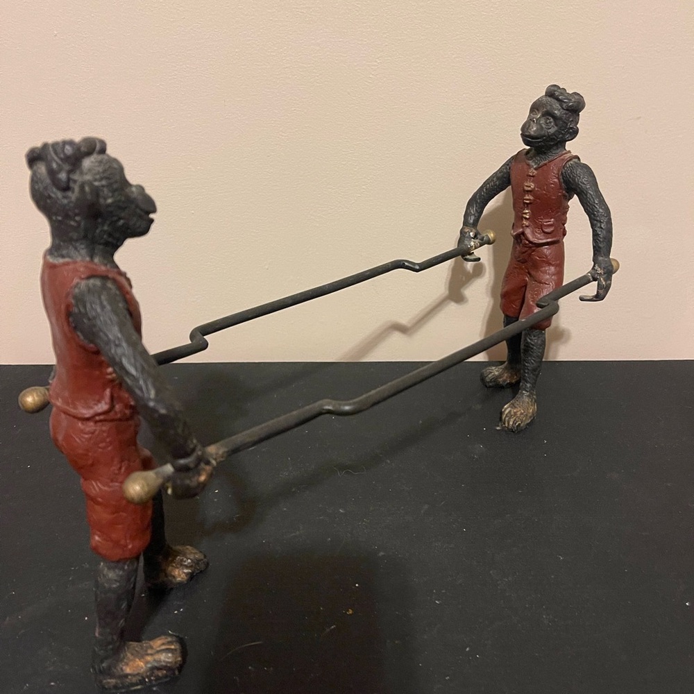 Antique Monkeys Old Asian SF Bay Rare Bronze Cast Iron Heavy Centerpiece Unique